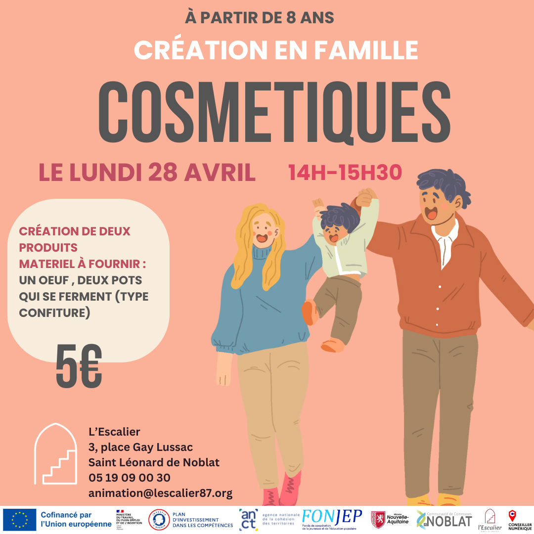 Un atelier pour fabriquer ses cosmétiques le 28 avril à L'Escalier